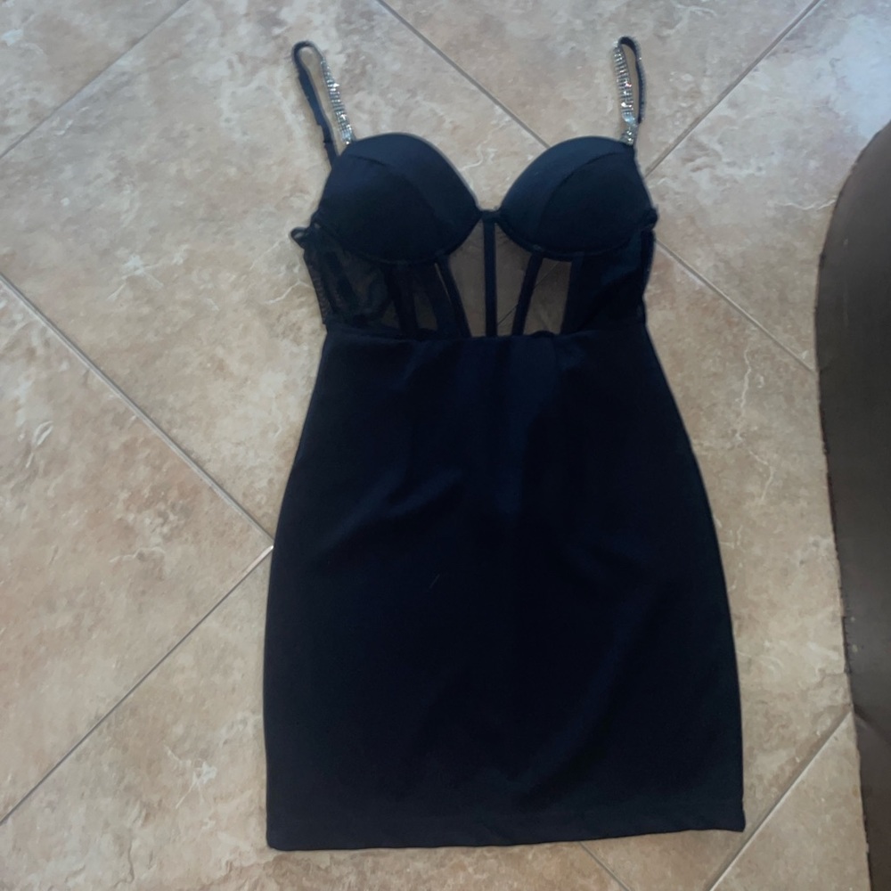 Windsor Black Bodycon Mini Dress Sweetheart Neckline